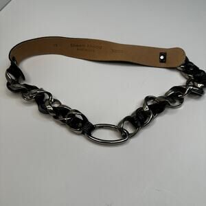 Streets Ahead Black Leather Silver Chain Belt